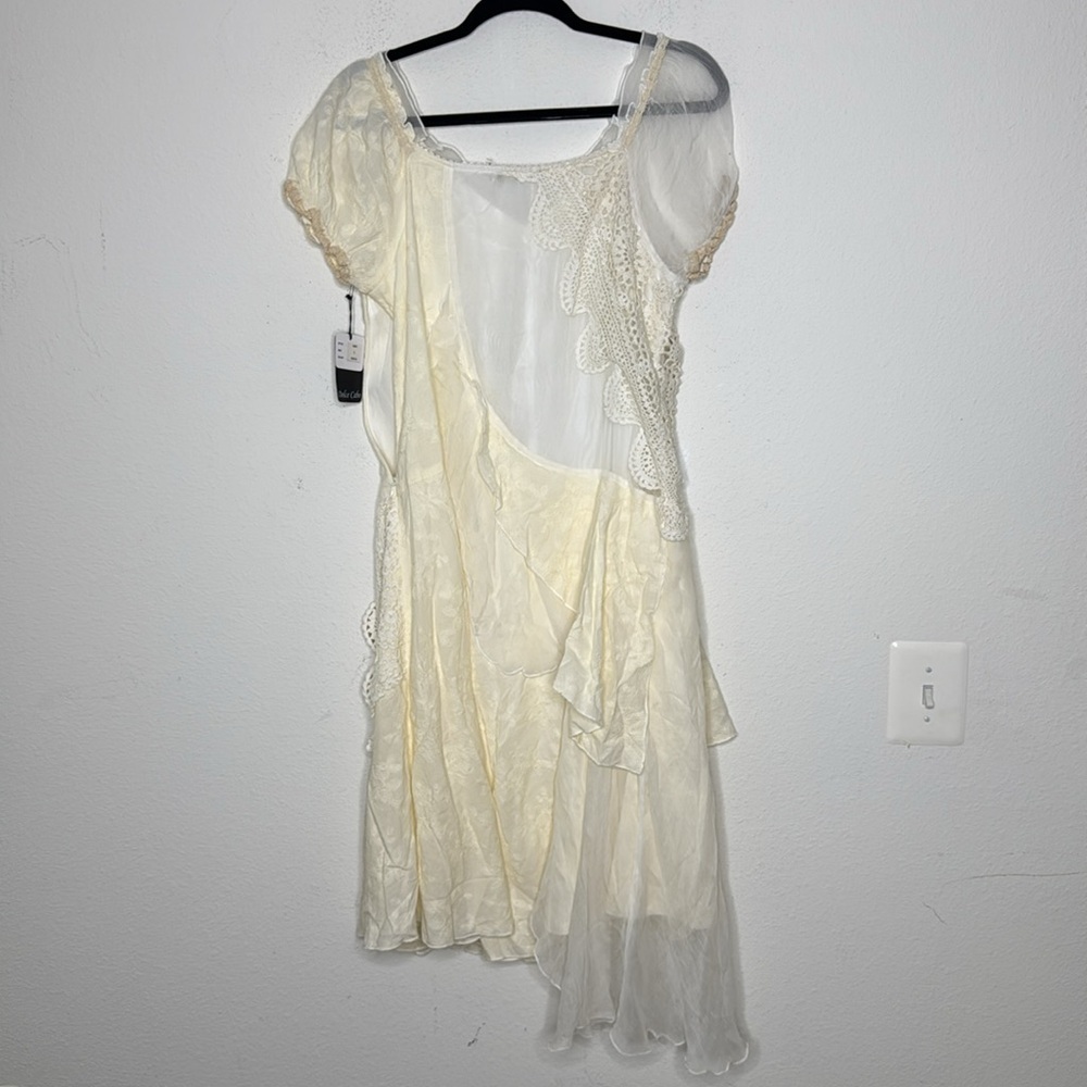 Dolce Cabo off white Large cotton crochet flutter laced dress NWT - Picture 4 of 6